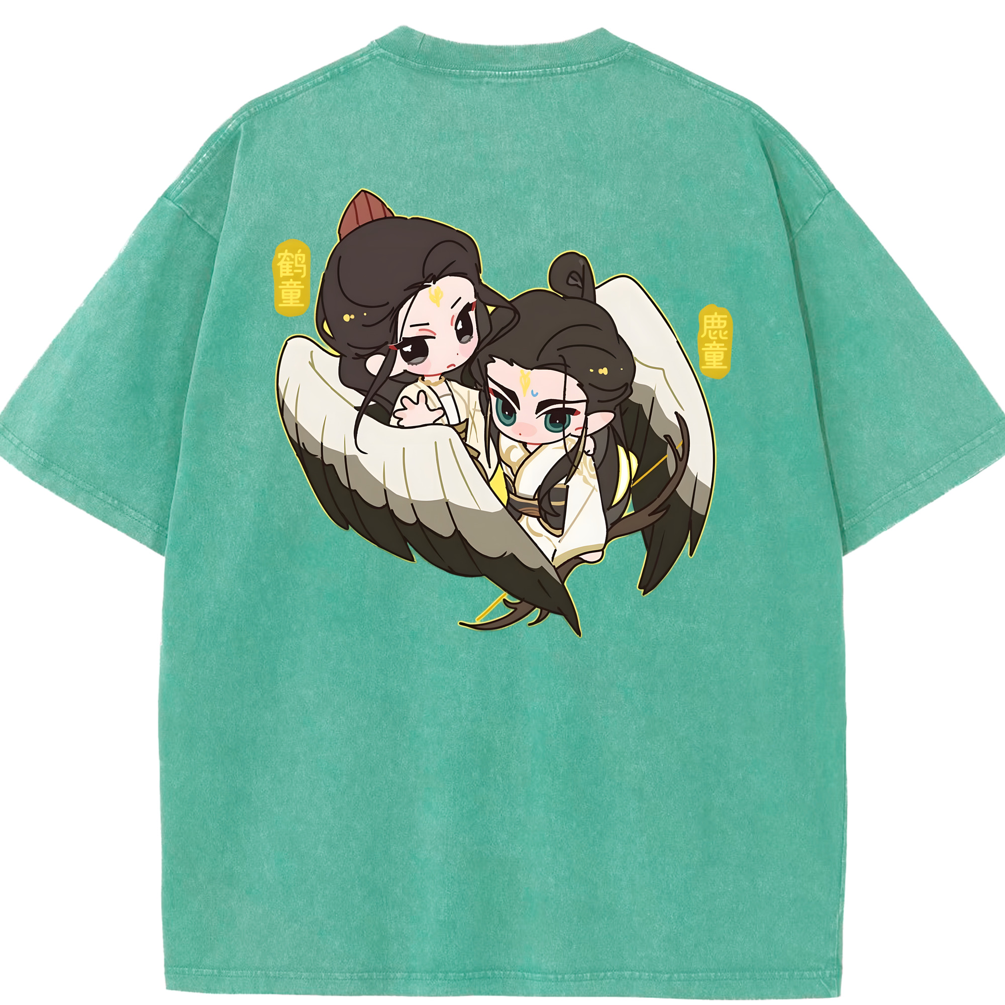 （画像用） Ne Zha 2 ナタ 魔童の大暴れ 綿100% ヴィンテージ風 半袖Tシャツ（背面プリント）